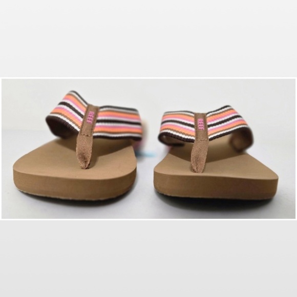 New Reef Flip Flops Womens Size 10 Slip On Brown Pink Stripe Beach NWT - Picture 3 of 16